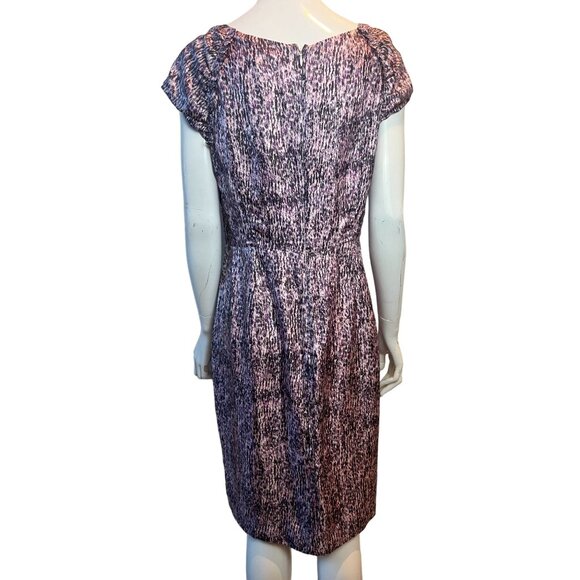 Banana Republic 100%Silk Sheath Dress Fully Lined Gathered Shoulder Purple 12 - Picture 2 of 10